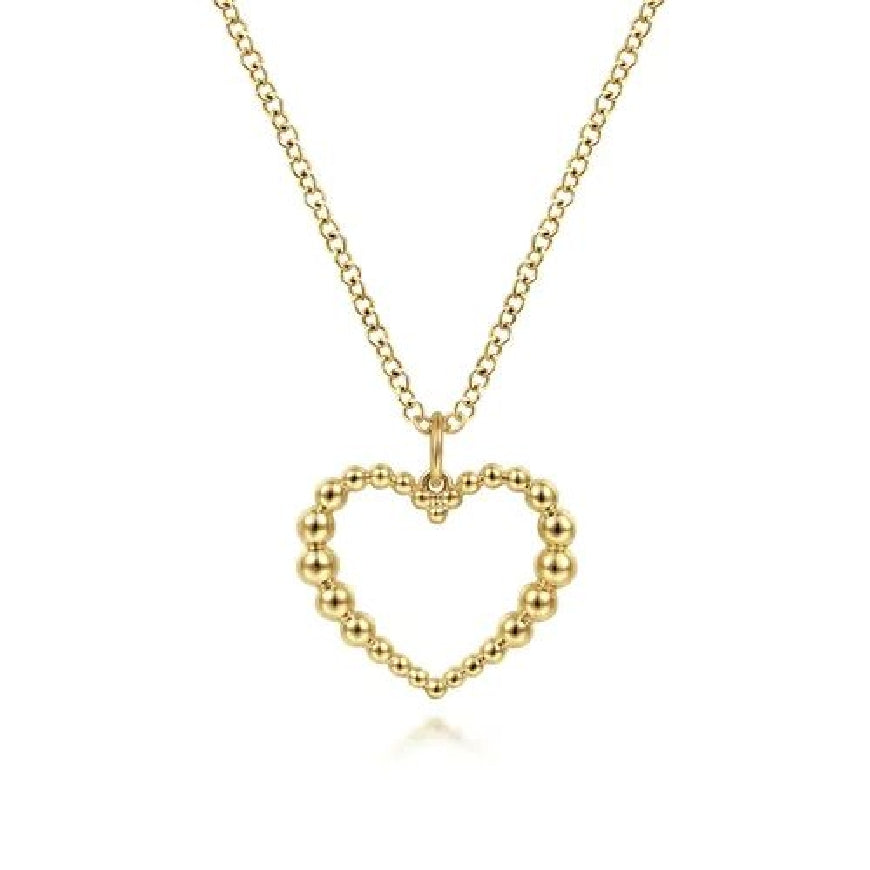 14KY Gabriel & Co. Bujukan Heart Necklace

14K Yellow Gold Bujukan Beaded Open Heart Necklace

S2265026

17.5' Adjustable Chain Length 
