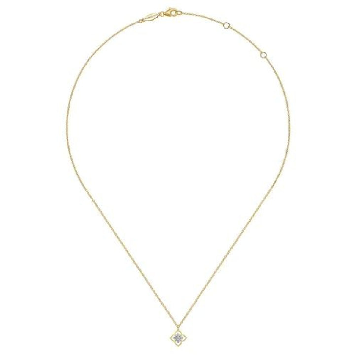 14KY Gabriel & Co. Clover Diamond Necklace