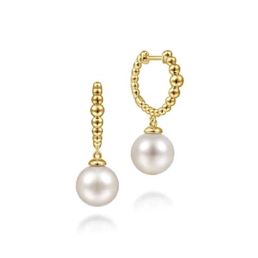 14KY Gabriel & Co. Bujukan Pearl Hoops 

14K Yellow Gold Bujukan Freshwater Pearl Drop Huggie Earrings 

S2265002

