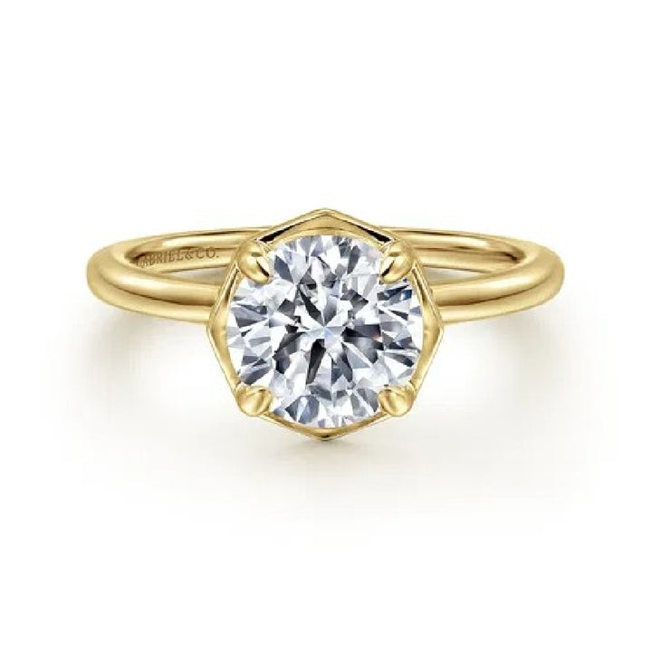 14KY Gabriel & Co. Diamond Engagement Ring           

14 Karat Yellow Gold Gabriel & Co. Lab Grown & Natural Diamond Engagement Ring 

Center - 1.51 Carat Round Brilliant Cut Lab Grown Diamond of VS1 Clarity, E Colour, Ideal/ Excellent/ Excellen