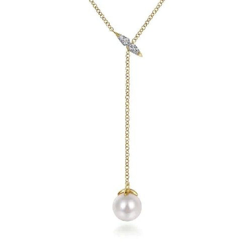 14KY Gabriel & Co. Diamond & Pearl Y Necklace

14K Yellow Gold Diamond & Freshwater Pearl Y Necklace

0.04 Carats Total Diamond Weight of SI1-2 Clarity, GH Colour

S2265005

Chain Length 17.5' 
