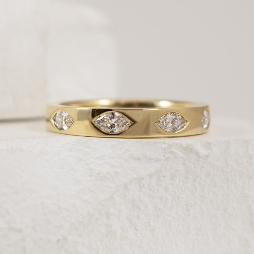 14KY Lab Grown Diamond Gypsy Set Marquise Band 

14K Yellow Gold Ladies Lab-Grown Diamond Gypsy Set Marquise Band 

0.40 Total Lab Grown Diamond Weight of VVS-VS Clarity, D-F Colour

Finger Size 6.5