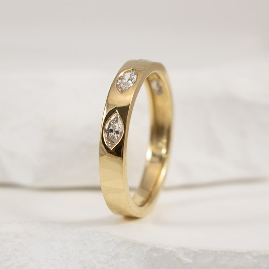 14KY Lab Grown Diamond Gypsy Set Marquise Band