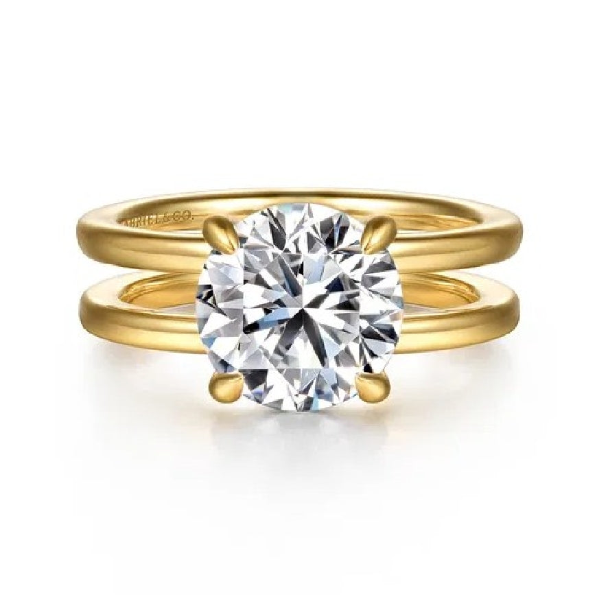 14KY Gabriel & Co. Diamond Engagement Ring           

14 Karat Yellow Gold Gabriel & Co. Lab Grown & Natural Diamond Engagement Ring 

Center - 3.05 Carat Round Brilliant Cut Lab Grown Diamond of SI1 Clarity, F Colour, Ideal/ Excellent/ Excellen