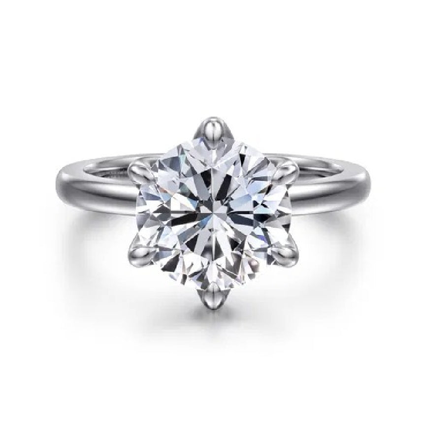 14KW Gabriel & Co. Diamond Engagement Ring           

14 Karat White Gold Gabriel & Co. Lab Grown Diamond 6 Claw Solitaire Engagement Ring 

Center - 3.00 Carat Round Brilliant Cut Lab Grown Diamond of VS1 Clarity, E Colour, Excellent/ Excellent