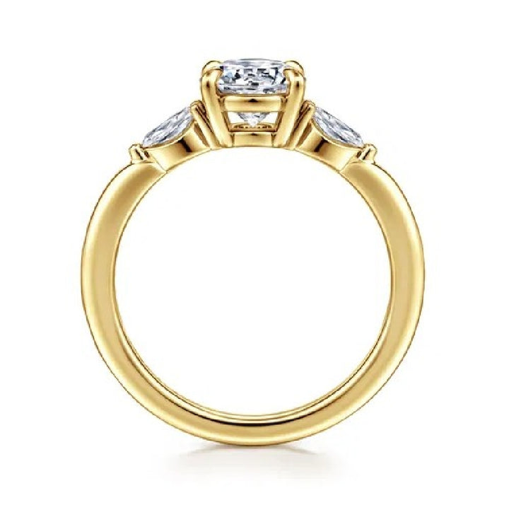 14KY Gabriel & Co. Three Stone Engagement Ring