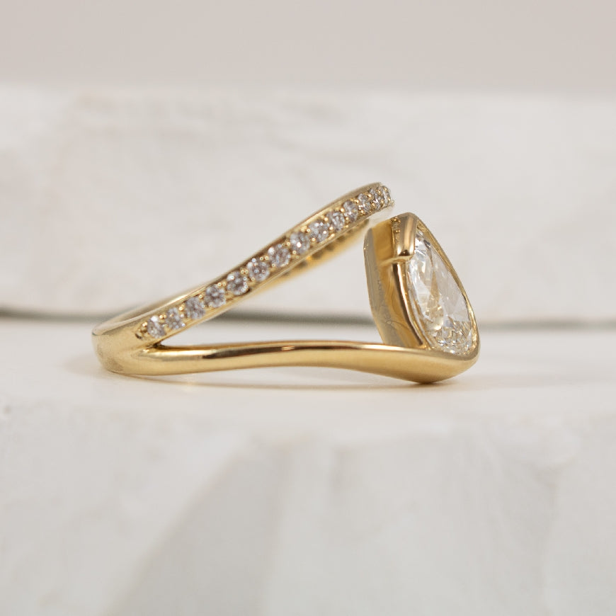 14KY Pear Shaped Abstract Diamond Engagement Ring