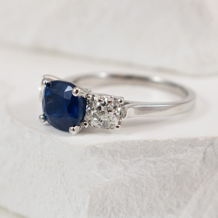 Platinum Sapphire & Canadian Diamond Ring