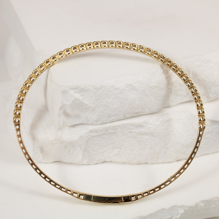 14KY Diamond Bezel Style Flex Bangle
