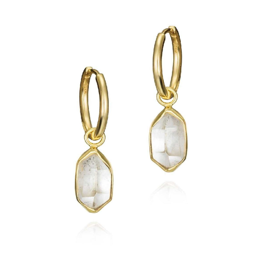 SS/18KY Jorge Revilla 'Herkimer' Drop Hoop Earrings

Sterling Silver & 18K Yellow Gold Plated Jorge Revilla 'Herkimer' Collection Herkimer Quartz Drop Hoop Earrings 

Earring Closure Huggie Hoop

