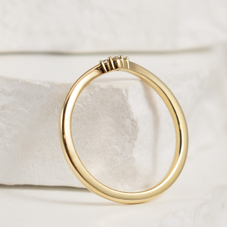 14KY Petite Diamond Chevron Band