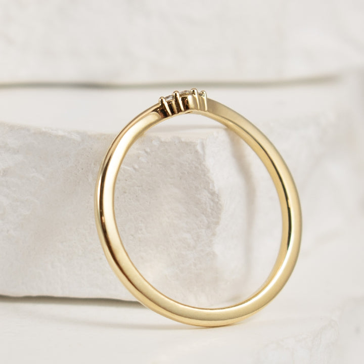 14KY Petite Diamond Chevron Band