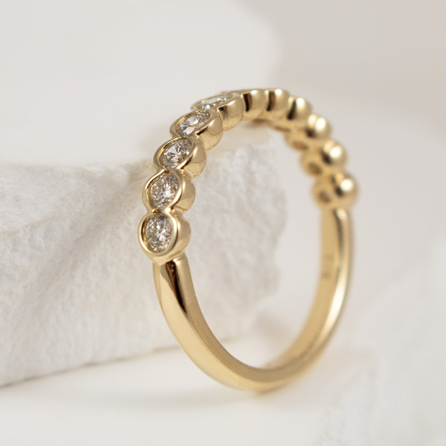 14KY Diamond Half Bezel Band