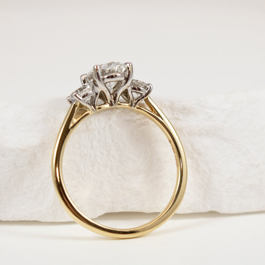 14KY Oval Cut Trinity Diamond Engagement Ring