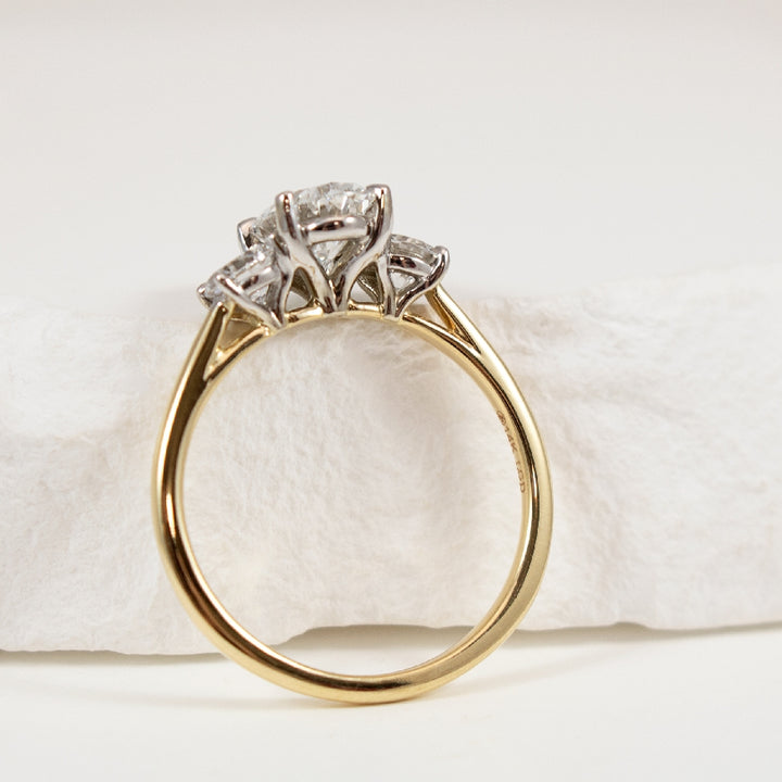14KY Oval Cut Trinity Diamond Engagement Ring