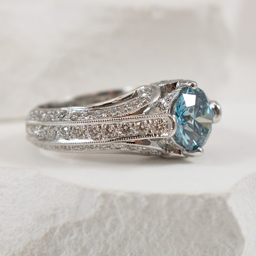 14KW Fancy Blue Diamond Engagement Ring