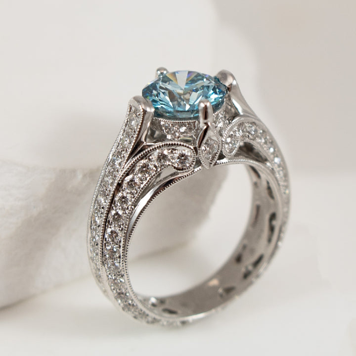 14KW Fancy Blue Diamond Engagement Ring