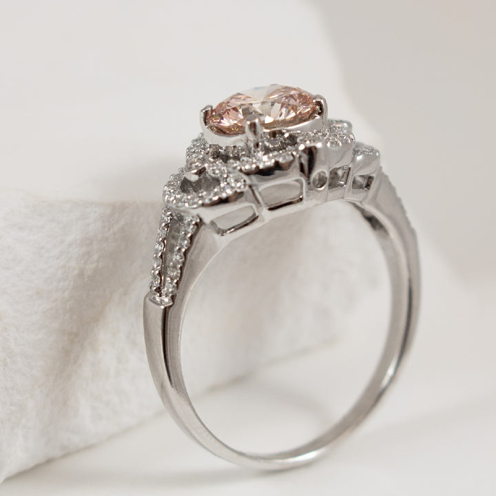 14KW Vintage Pink Diamond Engagement Ring