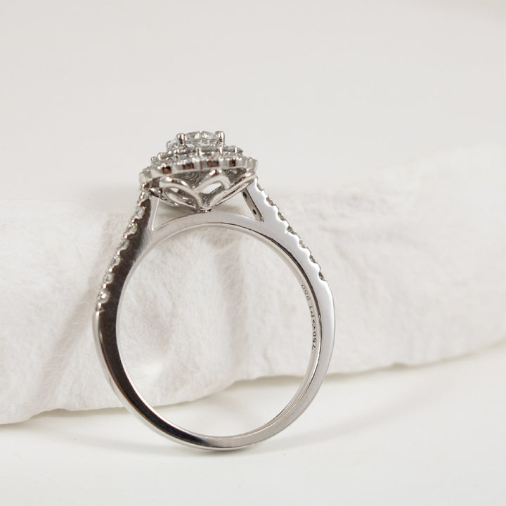 18KW Canadian Diamond Vintage Halo Engagement Ring