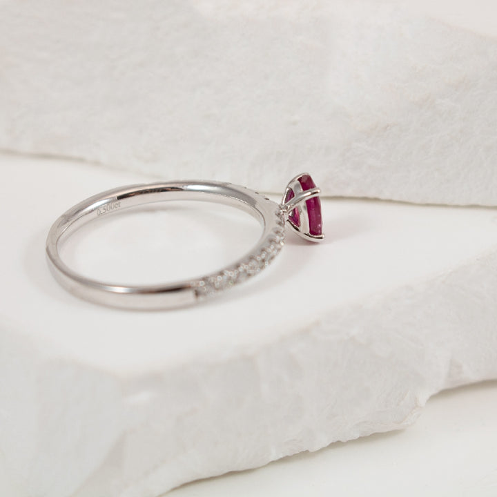 14KW Classic Oval Cut Ruby & Diamond Ring