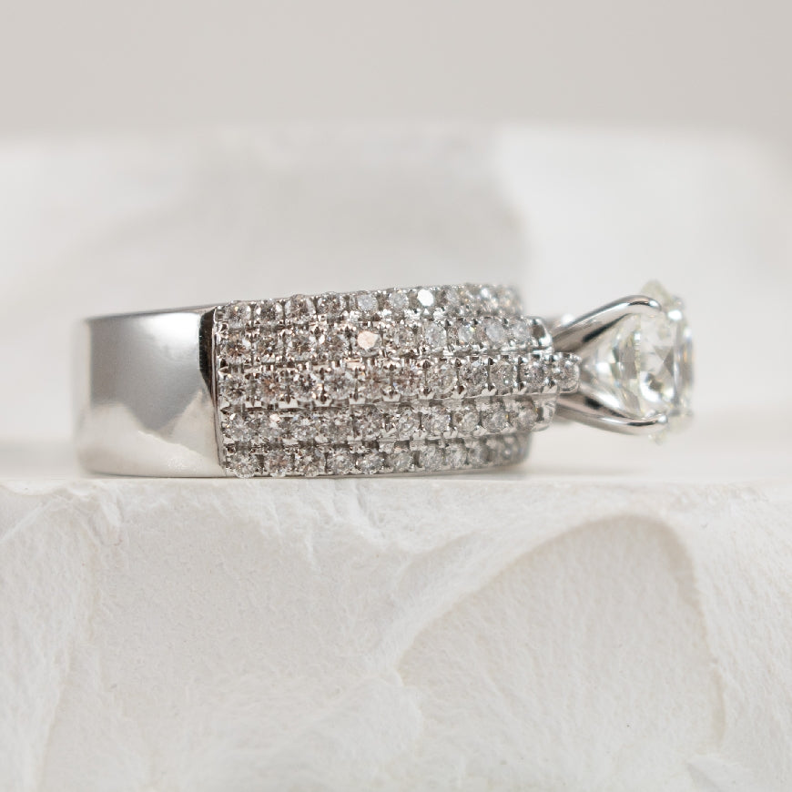 14KW 1.50 Carat Wide Diamond Engagement Ring