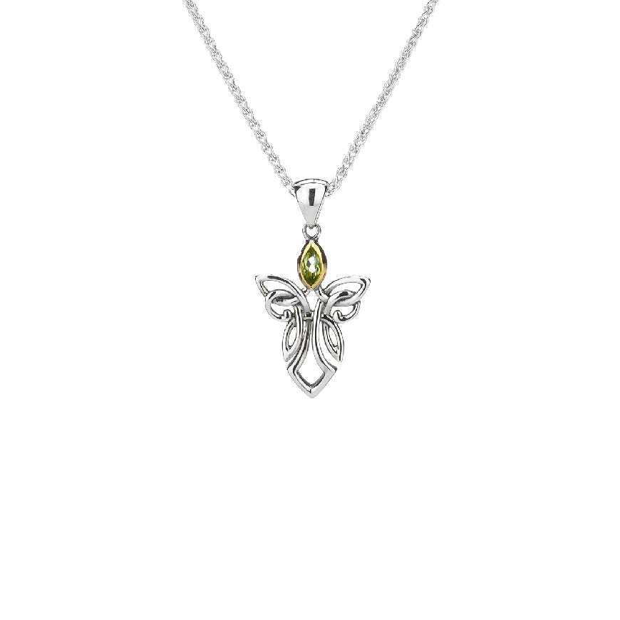 SS & 10KY Celtic Peridot Guardian Angel Necklace  

Sterling Silver & 10K Yellow Gold Keith Jack Peridot Guardian Angel Necklace 

Pendant Size Small

Accented with Peridot

Chain Length 18'

