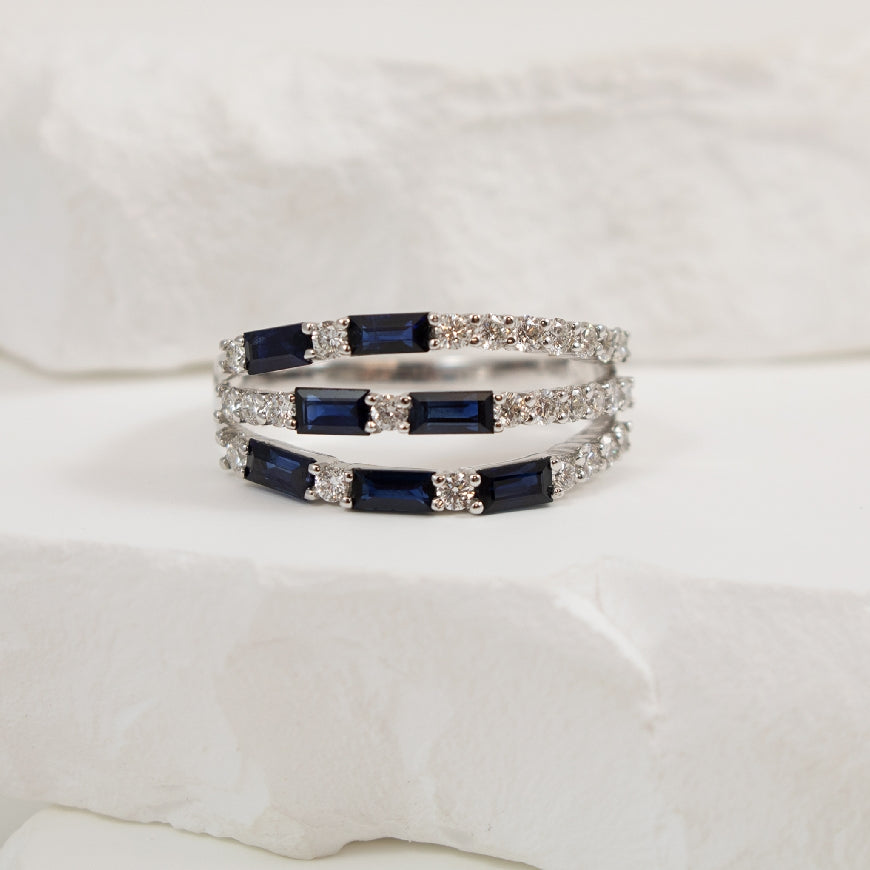 14KW Bassali Baguette Cut Sapphire & Diamond Ring

14K White Gold Bassali Sapphire & Natural Diamond Ring

1.13 Carats Baguette Cut Sapphires 

0.57 Total Natural Diamond Weight SI Clarity, GH Colour

Finger Size 7



