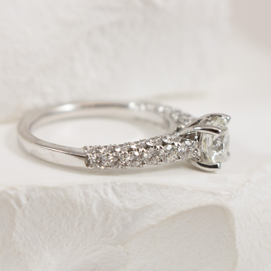 18KW 0.90CT Diamond Accented Engagement Ring