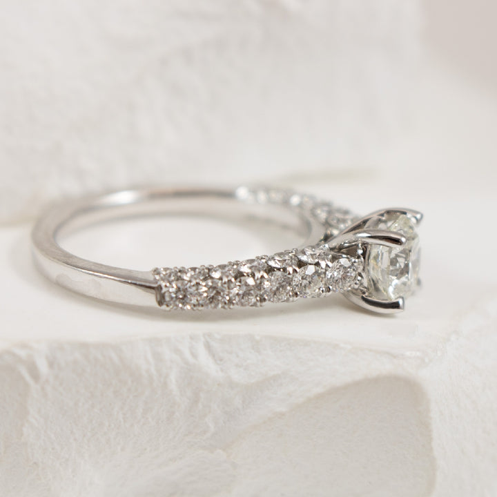 18KW 0.90CT Diamond Accented Engagement Ring