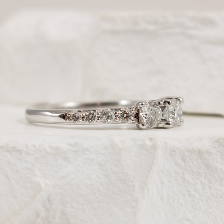 14KW Diamond Three Stone Accented Ring