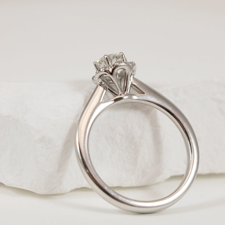 18KW Vintage Style Halo Diamond Engagement Ring