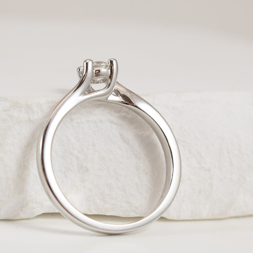 14KW Petite Diamond Twist Solitaire Ring