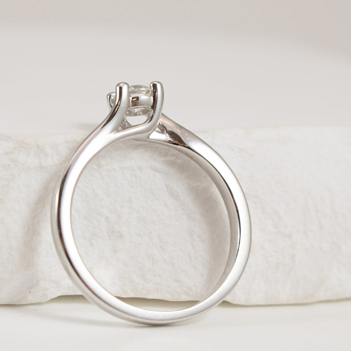 14KW Petite Diamond Twist Solitaire Ring