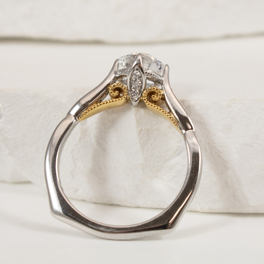 18K Two Tone Diamond Accented Ring Setting