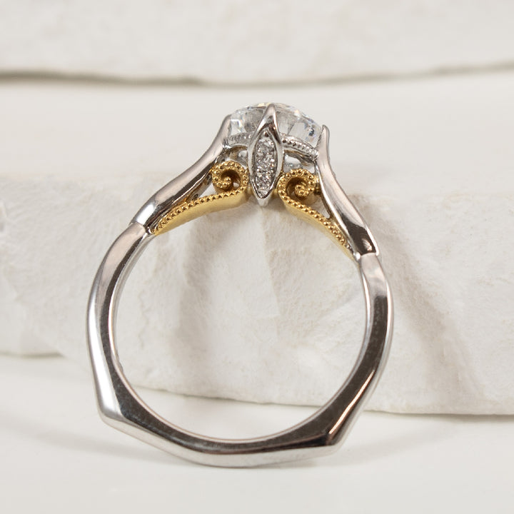 18K Two Tone Diamond Accented Ring Setting