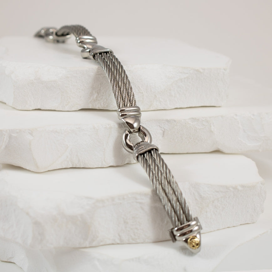 18KY/ST ALOR*BRACELET*3 ROW 2.5MM*SIZE 8*