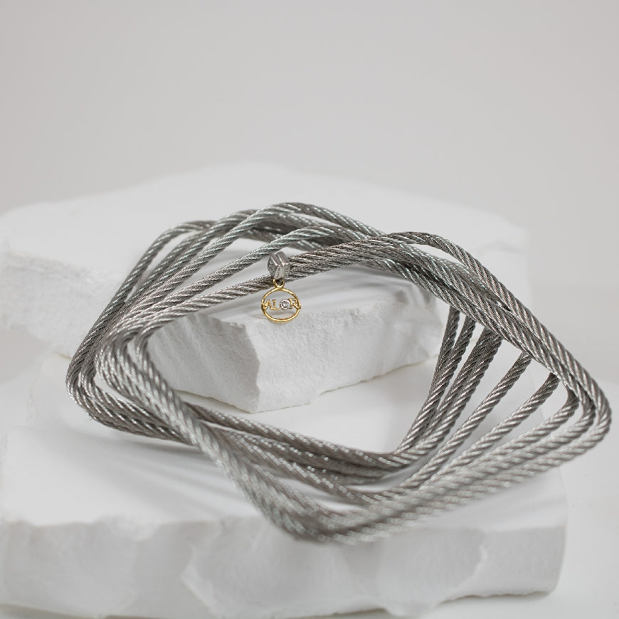 18KW/ST ALOR*SQUARE BANGLE*CLASSIQUE*SIZE 7 0.01 TDW*