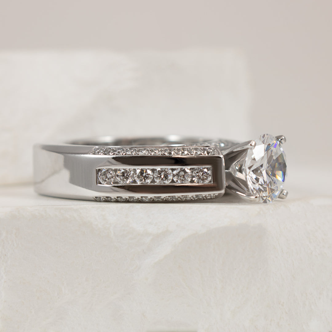 14KW Diamond Accented Engagement Ring