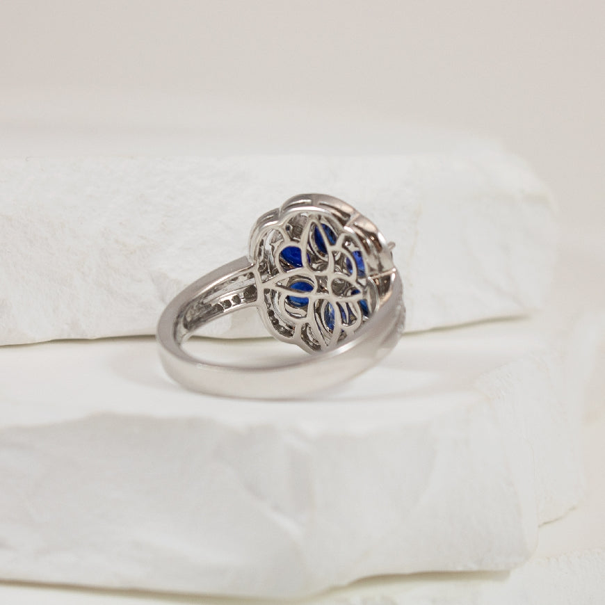 14KW S.Kashi Floral Sapphire & Diamond Ring