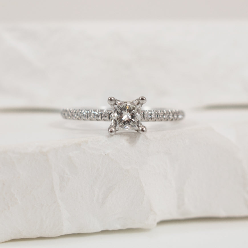 14KW Canadian Princess Cut Diamond Engagement Ring

14K White Gold Princess Cut Canadian Natural Diamond Accented Ring 

Center - 0.52CT Princess Cut Canadian Natural Diamond of SI2 Clarity, I Colour
 
Accent - 0.09 Carats of SI1-2 Clarity, G C