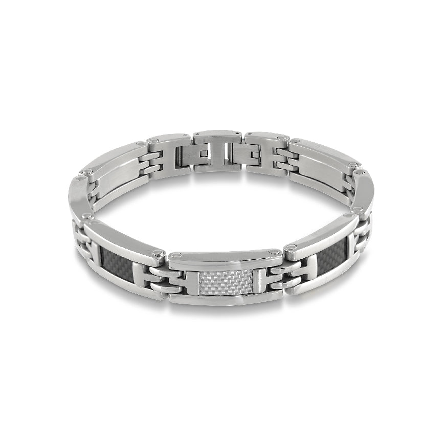 Italgem Stainless S. &  Carbon Fiber Bracelet          

Italgem Stainless Steel with Black & White Carbon Fiber Bracelet

Bracelet Length 9.25'
