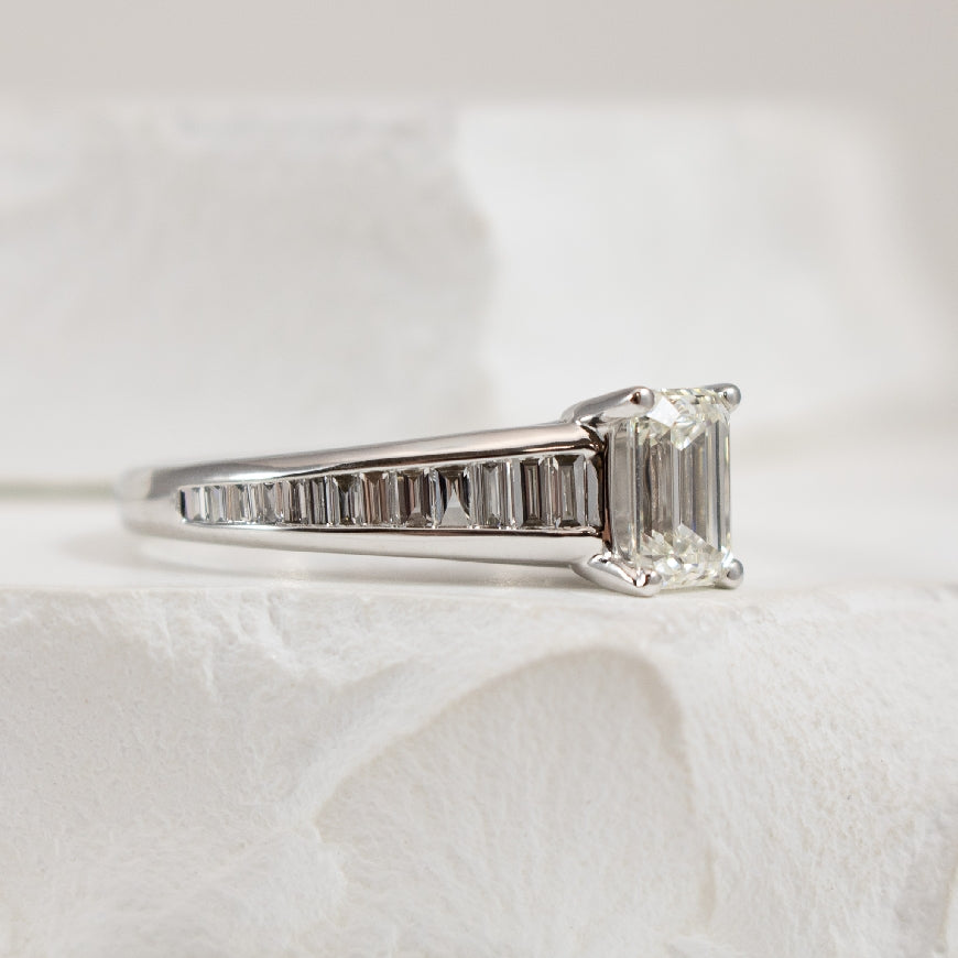 14K White Gold Forevermark Natural Diamond Emerald