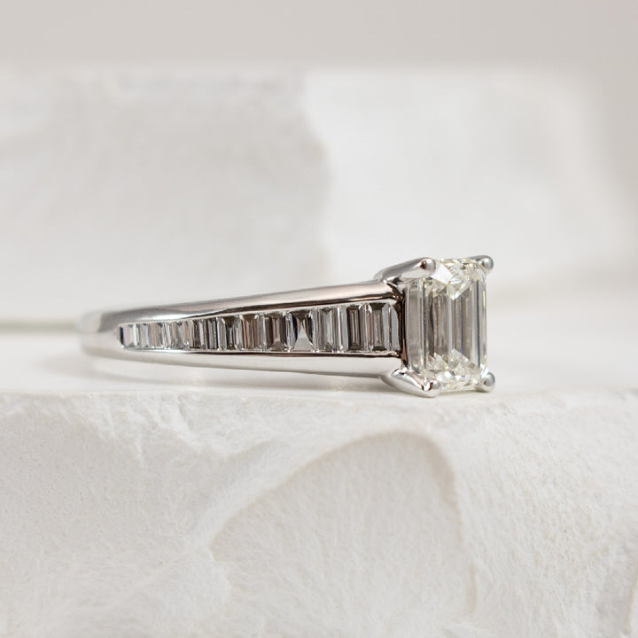 14K White Gold Forevermark Natural Diamond Emerald