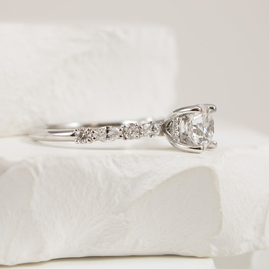 14KW Round & Marquis Diamond Engagement Ring