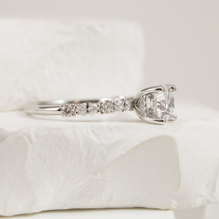 14KW Round & Marquis Diamond Engagement Ring
