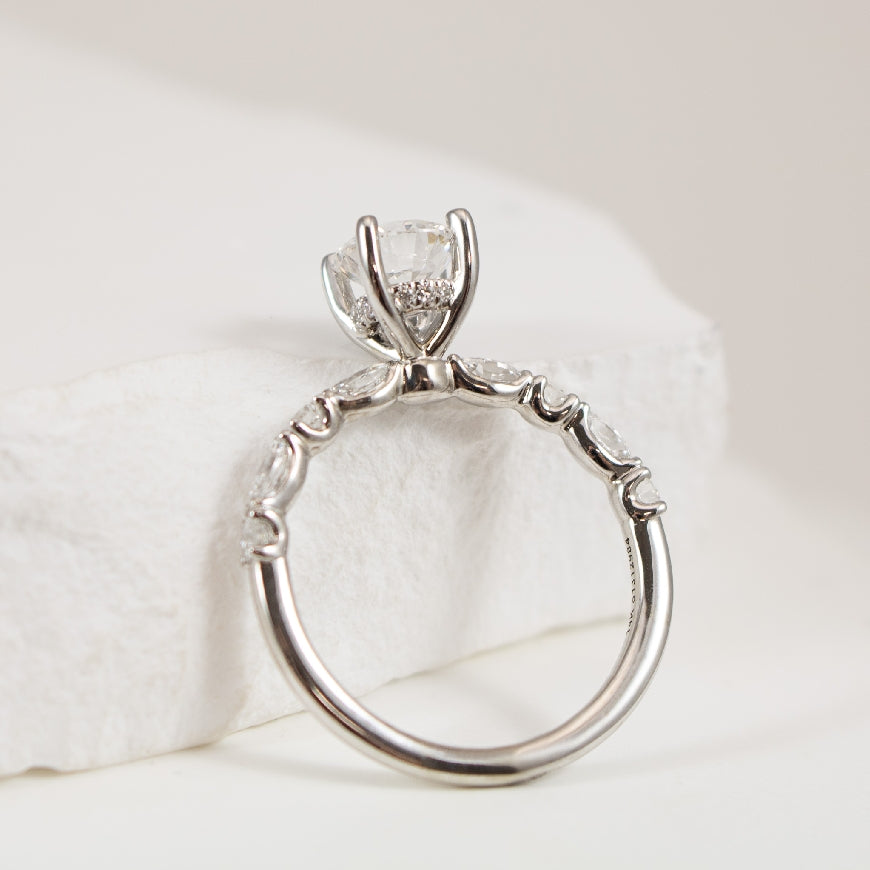 14KW Round & Marquis Diamond Engagement Ring