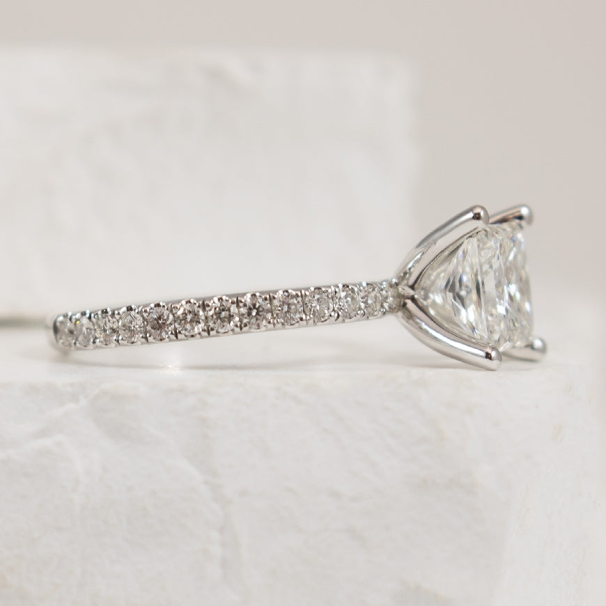 14KW S.Kashi Princess Cut Engagement Ring