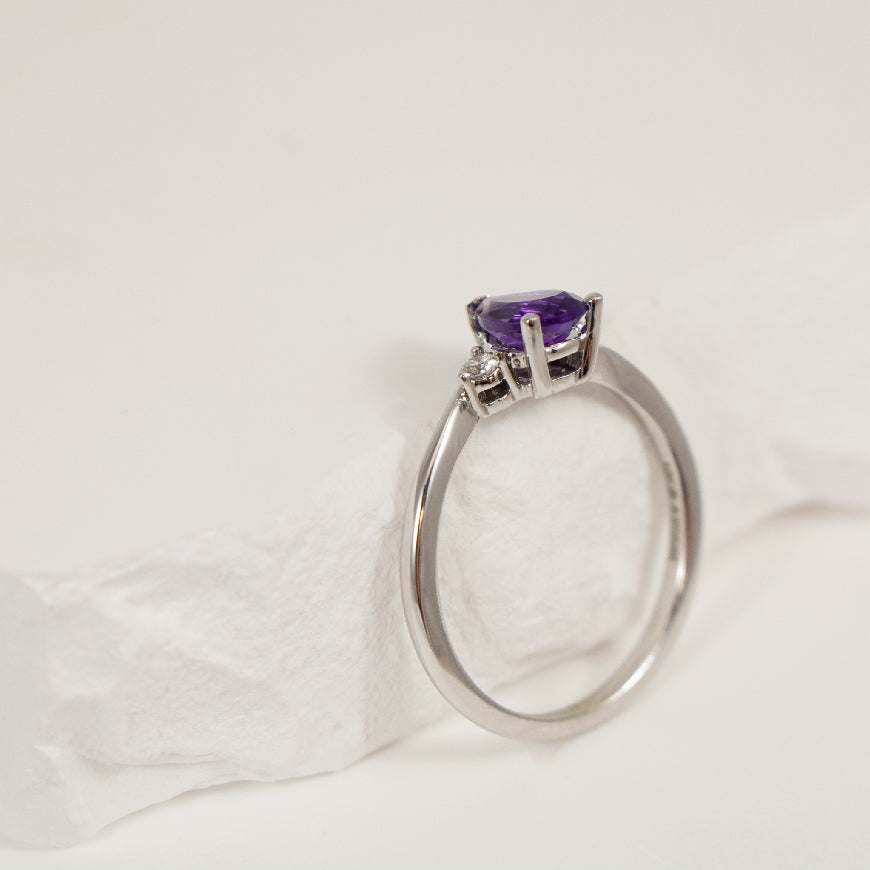 10KW Amethyst & Canadian Diamond Trinity Ring