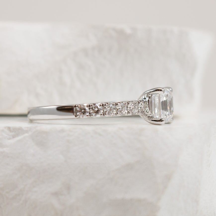 14KY 1.05CT Asscher Cut Diamond Engagement Ring