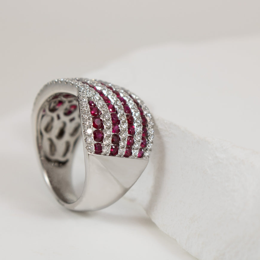 14KW Wide Ruby & Diamond Statement Ring